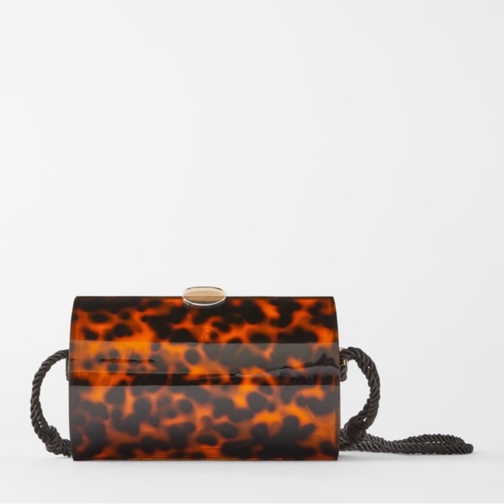 NWT Zara Animal/Leopard Print Tortoise Crossbody Bag